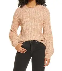 Blank NYC Heather Ribbed Crew Neck Sweater L NWT