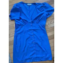 Noisy May v-neck‎ button down mini dress in blue Sold out XL