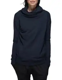 LULULEMON Stress Less Hoodie Sweatshirt Sz 6 Navy Funnel Neck Sporty Travel Boho
