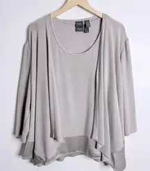 Chico’s Travelers Cardigan & Tank Set Size X-Large Chico’s Size 3 Cream Gray