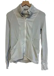 LULULEMON Women's Gray Athletic Jacket Thumb Holes Hood‎ Ribbed Size 8