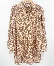 NINE WEST Button Down Shirt Size Large Animal Print Business Casual Office Work