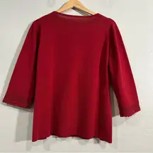 French Laundry Womens Red Crochet Trim Knit Tunic Sweater 1X Plus Size