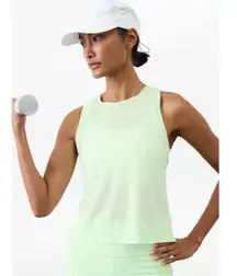 Athleta L Grid Knit Singlet Tank Mint Tint Large