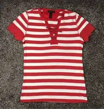 Lauren Jeans Company Ralph Lauren Women’s Striped Lace Up Shirt Size Small