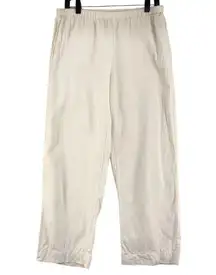 Soft Surroundings Womens Size M Fluid Silk Pants Straight Leg Pull On Cream