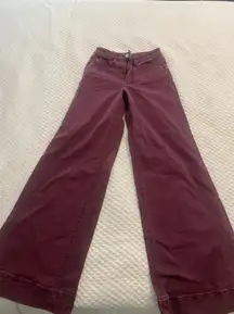 Wide Leg Maroon Jeans