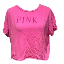 PINK Victoria's Secret Hot Pink Cropped Tee Shirt XS