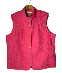 Talbots Vest Women XL Pink Quilted Button Front Lightweight‎ Outdoor Preppy