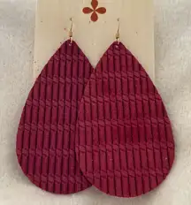 Nickel & Suede Women’s Leather Textured‎ Large Teardrop Earrings