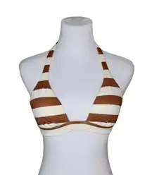 Victoria's Secret‎ White Brown Halter Push Up Bikini Swim Bra Top sz Small
