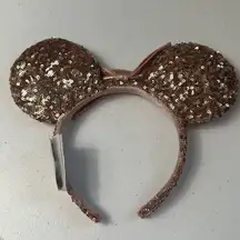 Disney  Parks Mickey/Minnie Mouse Sequin Rose Gold Ears