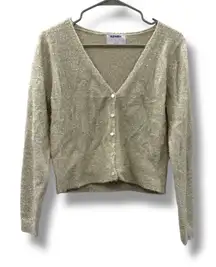 Old Navy Metallic Party Cardigan Women's Small Gold Button Front Holiday