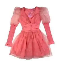 Sugar Thrillz - Talk About Forever Organza Long Puff Sleeve Mini Dress in Pink