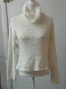 Bobeau Teddy Bear High Low Sweater XS Cream White Casual Comfy Cozy