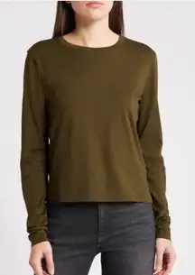 FRAME Cotton Crewneck Top - Rich Military MSRP $128. Size L 