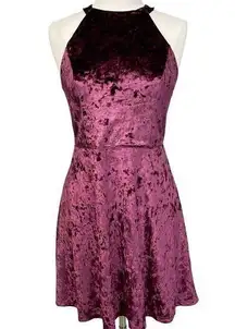 Xhilaration Skater Dress Womens Medium Crushed Velvet Halter Grunge Whimsigoth