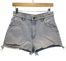 Rolla’s High Rise Slim Dusters Light Wash Distressed Denim Shorts - Size 28