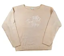 Beachy X Goldfish Kiss XL Tropical Vibes Tan Oversized Knit Pullover Sweater