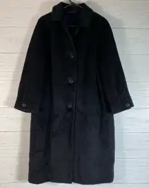 Vintage pure Llama black coat womens size L long made in England