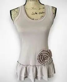 MISS CHIEVOUS Mauve Drop Waist Sleeveless Top With Rose Detailing Small | EUC