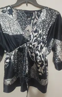 Saint Tropez 10 Midnite Blue Silver Kimono Top