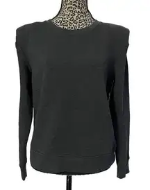 Ana Black Padded Shoulder Sweatshirt Small NWT