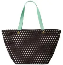 Fossil Keyper Nylon Polka Dots Zip Closure Shoulder Shopping Beach Tote Bag