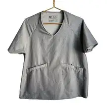 FIGS  Short Sleeve Scrub Top Women's M Grey V-Neck Pockets