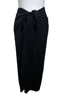 Vince Pleated Tie Front Midi Skirt Black Gathered Front Slit Womens Size XS