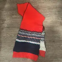 Gap Red and Blue Fair Isle Oversized Chunky Snowflake Acrylic Mohair Scarf