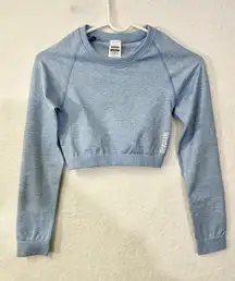 Adapt Seamless Marl Light Blue Longsleeve Crop Athletic Top Small