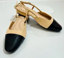 Kelly & Katie Jeife Beige & Black Two-Tone Slingback Flats Size 9M