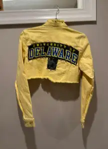 University Of Delaware Yellow Crop Distressed Jean Jacket