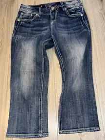 Miss Me mid rise crop capri cropped Women's Blue Jeans denim