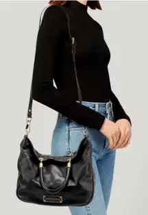MARC JACOBS Italian Leather
Convertible Crossbody Hobo Black Shoulder Bag NEW