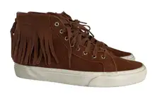 Vans Brown Suede Fringe High Top Skate Shoes women’s  9  men’s 7.5 boho festival