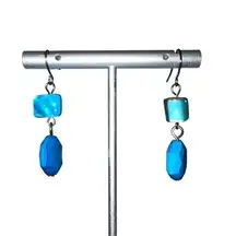 Elegant Beaded Dangle Earrings Turquoise Blue