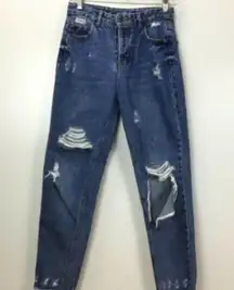 Pull & Bear Destroyed Button Fly Frayed Jeans‎ 32