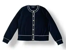 Adrianna Papell Gold Pearl Button Cardigan Womens Size M Black‎ Preppy