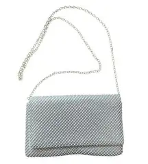 Blush Evening Silver Tone Beaded Clutch Crossbody Chain Strap Party Bag Purse