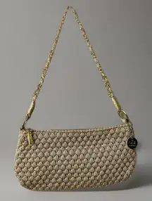 The Sak Original Crochet Knit Purse Gold Woman's Shoulder Bag Handbag metallic