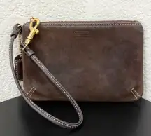 Vintage COACH Leatherware Dark Brown Suede Leather Wristlet Wallet