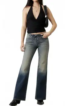 PacSun Jade Low Rise Bootcut Jeans Lace-Up Dark Novia Blue Indigo NWT Size 31