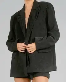 Elan Black Oversized Corduroy Blazer