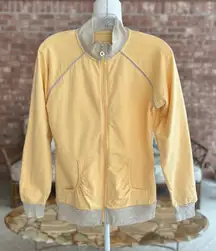 New York Laundry Jacket Knit Full Zip Yellow S Cotton Terry Cloth Lined Spring
