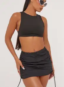 EGO High Waist Ruched Parachute Mini Skirt