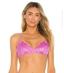 L*Space Jean Bikini Top in Rosebud Pink/Purple Floral Size Small NWT