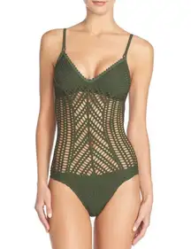 NEW. Robin Piccone green crochet one piece. Small. Retails $158