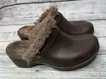 Crocs Cobbler Eva Brown Faux Fur Lined Heeled Clogs 9